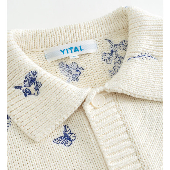 YITAI Sweater Embroidery Cardigan Medium Fine China Button Up Sold Out NIP New - Picture 9 of 12